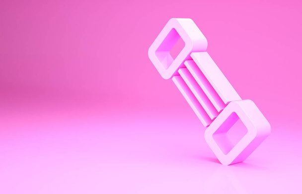 ピンクの胸の拡大アイコンはピンクの背景に隔離されています。最小限の概念。3Dイラスト3Dレンダリング - 写真・画像