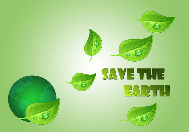 groene ecologie achtergrond met sla de aarde tekst - Foto, afbeelding