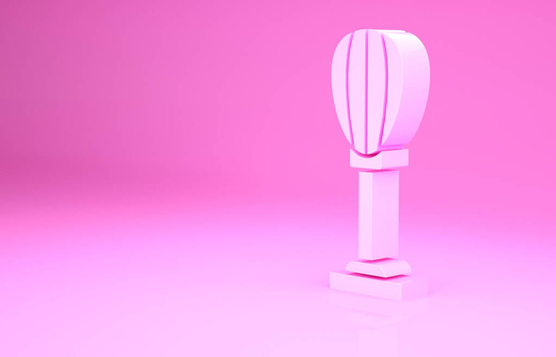 Icono de saco de boxeo rosa aislado sobre fondo rosa. Concepto minimalista. 3D ilustración 3D render - Foto, Imagen