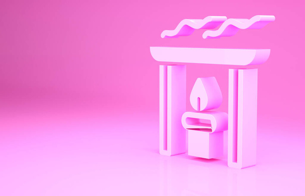 Pink Aroma candle icon isolated on pink background. Minimalism concept. 3d illustration 3D render - Fotografie, Obrázek