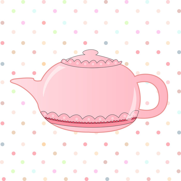 Nice morning pink teapot - Διάνυσμα, εικόνα
