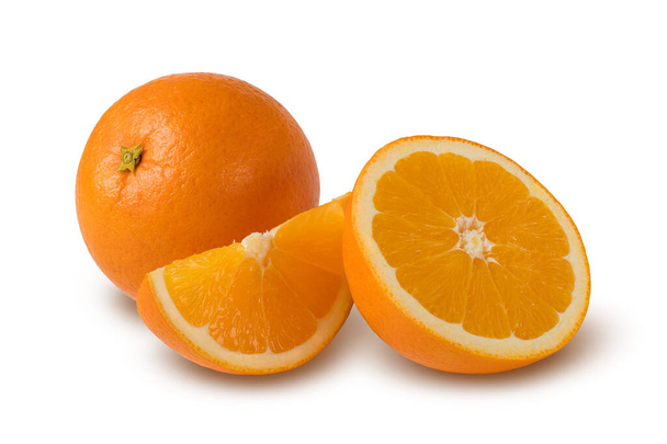 Orange fruit with slices isolated on a white background. Clipping path included. - Foto, immagini