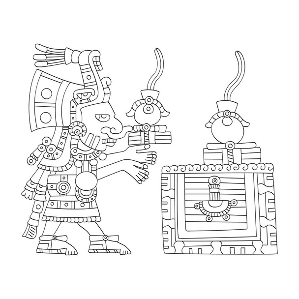 Vektorbild mit aztekischem Gott Chalchiuhtlicue.Gott des Wassers und der Flüsse für Ihr Projekt - Vektor, Bild
