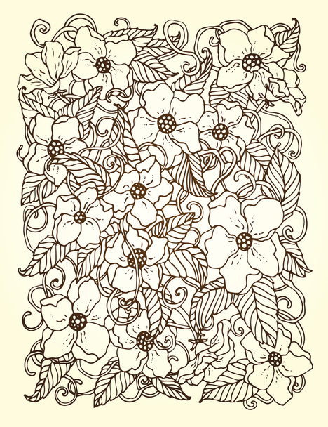 Original hand drawn pattern card with flowers. - Vector, afbeelding