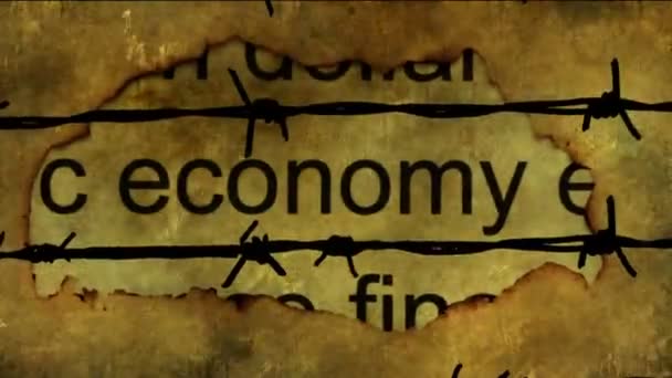 Economy text against barbwire grunge concept - Footage, Video