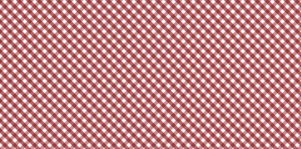 Diagonaal rood en wit Gingham patroon Textuur van ruit, kleding, shirts, jurken, papier, beddengoed, dekens, quilts en andere textielproducten. Vectorillustratie - Foto, afbeelding