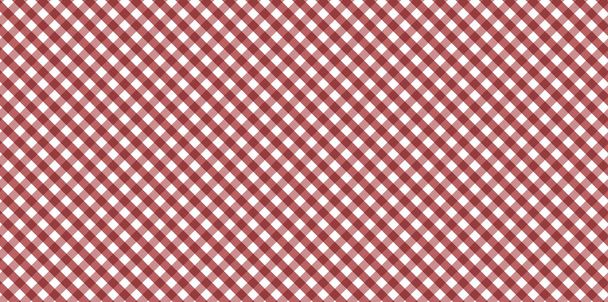 Diagonal red and white Gingham pattern Texture from rhombus/squares for - plaid, clothes, shirts, dresses, paper, bedding, blankets, quilts and other textile products. Vector illustration - Photo, Image
