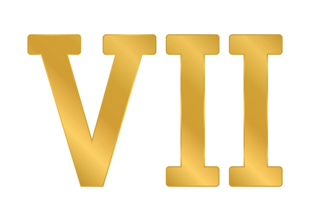 Golden roman numeral seven on white background. Vector illustration. - Vector, afbeelding