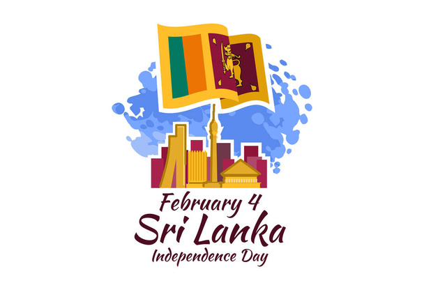 4. helmikuuta - Sri Lankan vektorikuvauksen itsenäisyyspäivä. Sopii onnittelukortti, juliste ja banneri. - Vektori, kuva