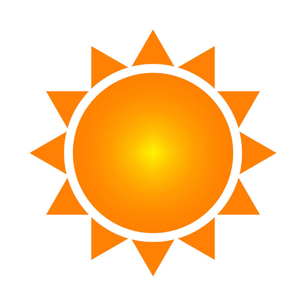 Brillante sol. Brillante estandarte. Textura solar. Sol naranja en estilo plano sobre fondo claro. Imagen de archivo. EPS 10. - Vector, Imagen
