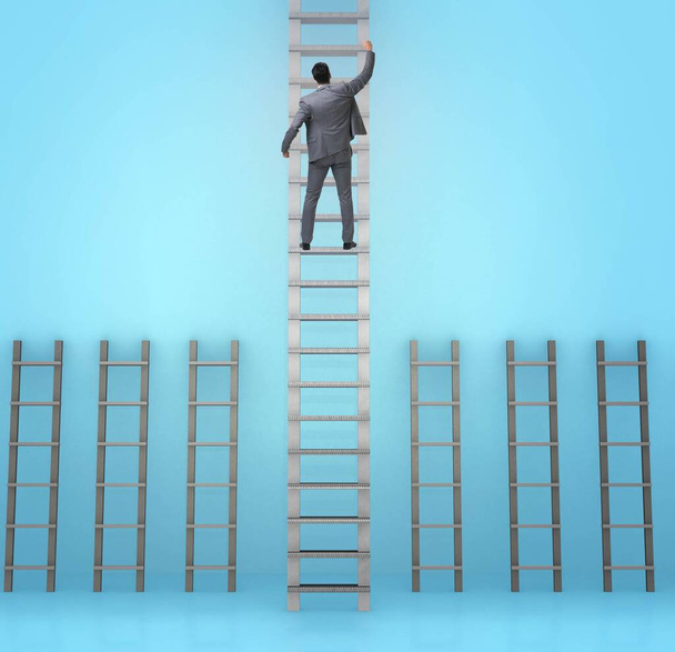 Empresário escalando escada de carreira no conceito de sucesso de negócios - Foto, Imagem