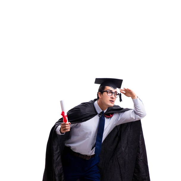 Student absolwent izolowany na białym tle - Zdjęcie, obraz