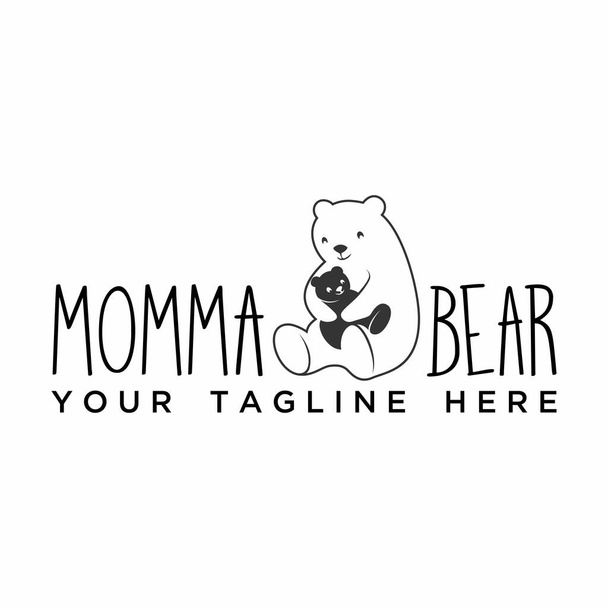 Simple and unique mother and child bear in hug position image graphic icon logo design abstract concept vector stock. can be used as a company symbol or related to animal - Vektor, kép