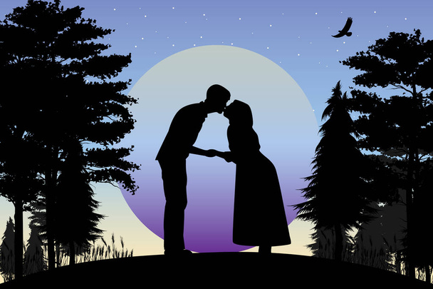 paar in liefde silhouet, eenvoudige vector illustratie - Vector, afbeelding