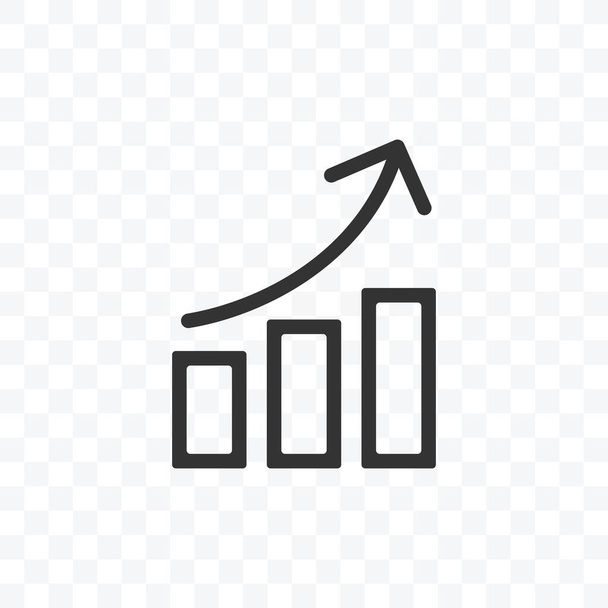 Outline bar chart up trend icon vector illustration isolated sign symbol - black and white style in transparent background. - Vektor, kép