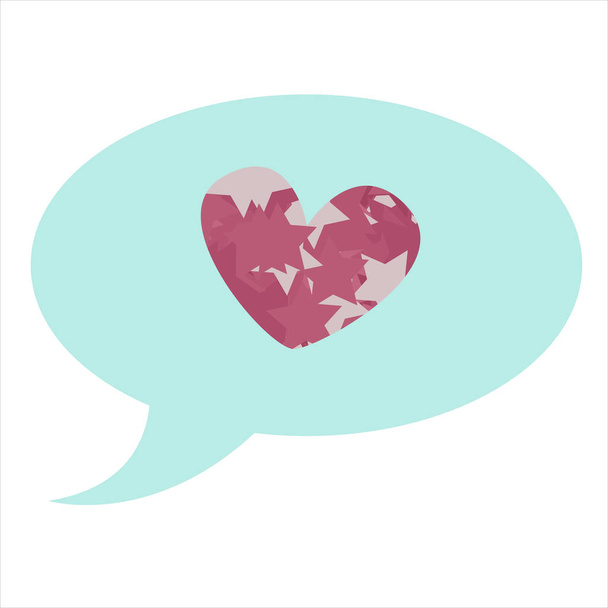 blue dialog box with shiny heart, vector element, message - Vector, Image