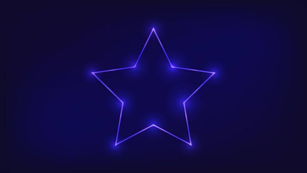 Cadre néon en forme d'étoile avec des effets brillants sur fond sombre. Fond techno étincelant vide. Illustration vectorielle. - Vecteur, image