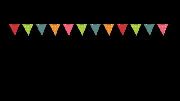 Colorful Carnival Flag Banner In Black Background. - Static Shot - Footage, Video