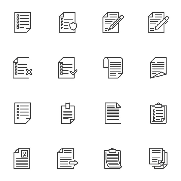 Paper document line icons set - Vector, Image