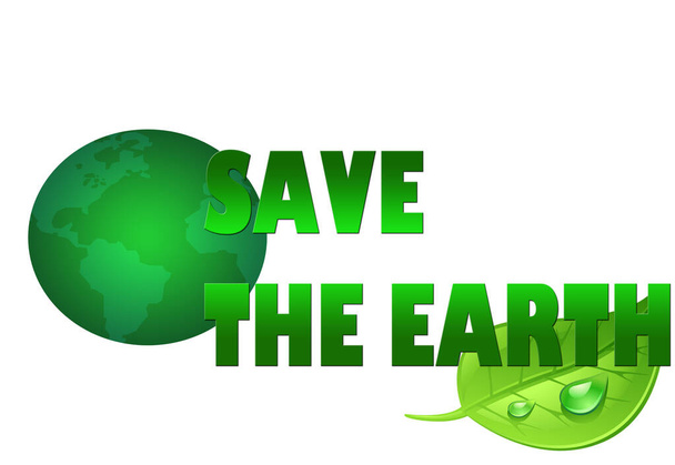 green ecology background with save the earth text - Photo, Image