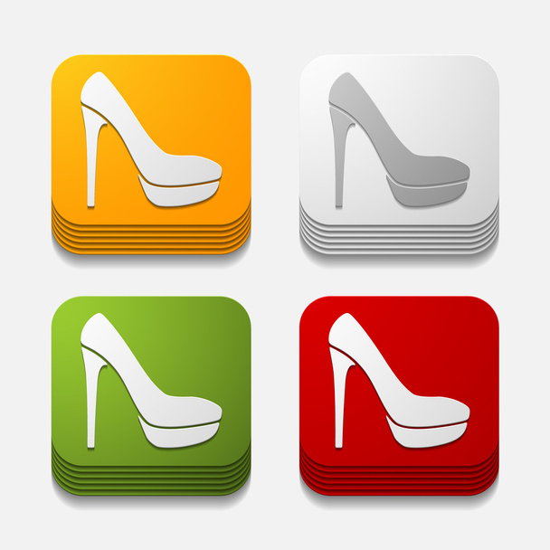 square button: shoe - Vector, Image