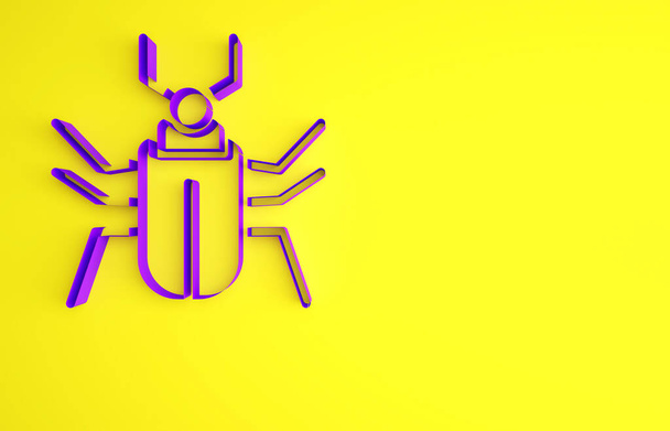 Purple Insect fly icon isolated on yellow background. Minimalism concept. 3d illustration 3D render - Photo, Image