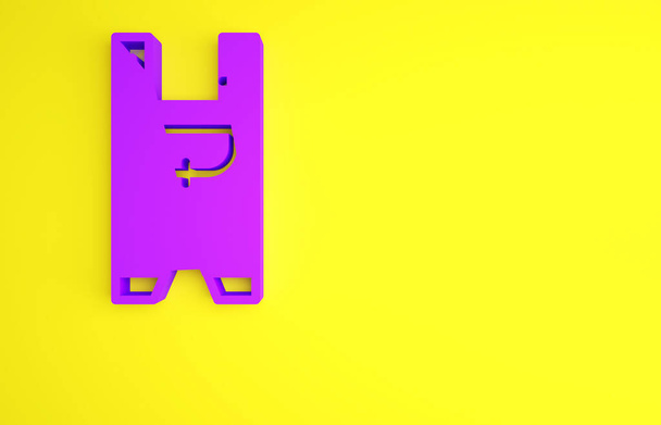 Purple Garden pracovník oblečení ikona izolované na žlutém pozadí. Minimalismus. 3D ilustrace 3D vykreslení - Fotografie, Obrázek