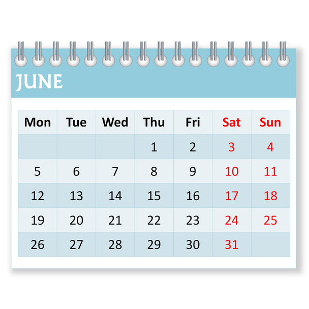 Fiche calendrier pour juin
 - Photo, image