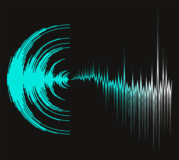 ダイナミックな波とデジタル音楽の背景。ポスターネオンサウンド波デザイン。Jpeg波形技術イラスト - 写真・画像