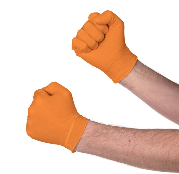 Латексні рукавички ізольовані на білому тлі - Медичне обладнання, захисні рукавички
 - Фото, зображення
