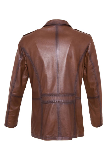 jaqueta de couro marrom isolado no fundo branco. - Foto, Imagem