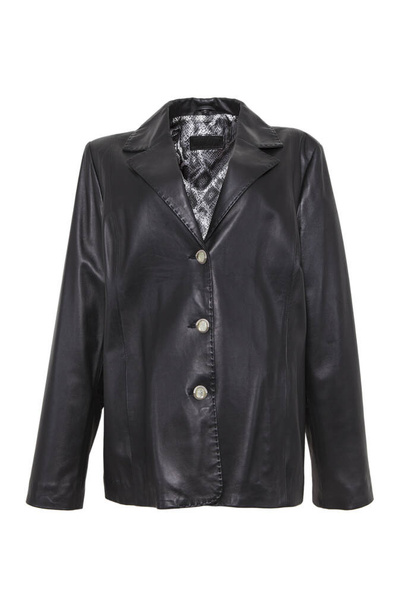 Black leather jacket isolated on white background. - Photo, Image