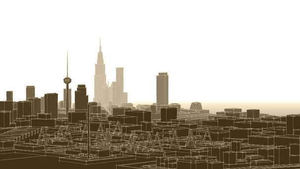 міський мегаполіс архітектурний пейзаж 3d ілюстрація
 - Фото, зображення