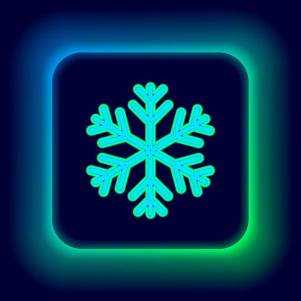 Glowing neon line Snowflake icon isolated on black background. Colorful outline concept. Vector - Wektor, obraz
