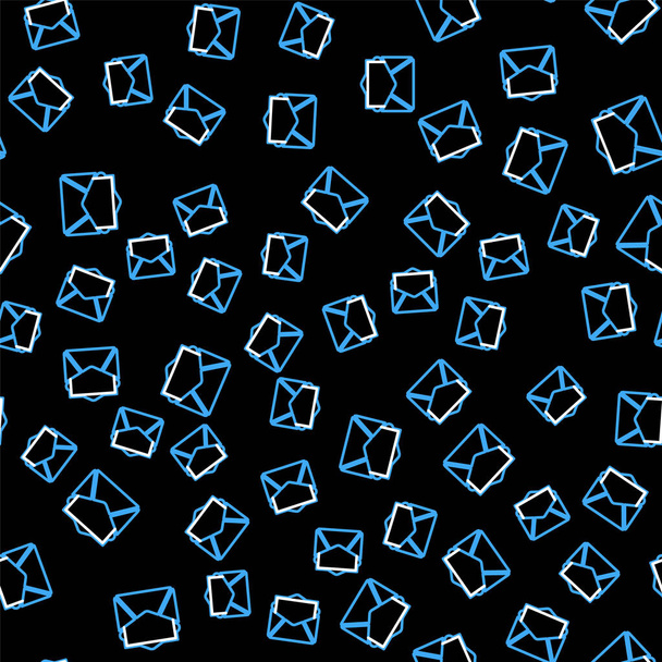 Linia Poczta i e-mail ikona izolowane płynny wzór na czarnym tle. E-mail z symbolem koperty. Znak wiadomości e-mail. Wektor - Wektor, obraz