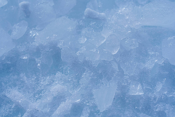 Jég és hó makró textúra közelkép. Kültéri kilátás jégtömbök és a hó télen - Fotó, kép