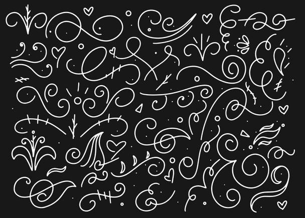 Gran conjunto de líneas modernas de caligrafía remolinos - Vector, imagen