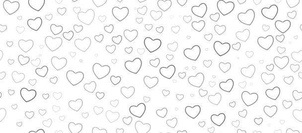 Modèle sans couture de cœurs noirs sur un fond blanc. Amour symbole ornement minimaliste symétrique composition romantique. Carte postale. - Photo, image