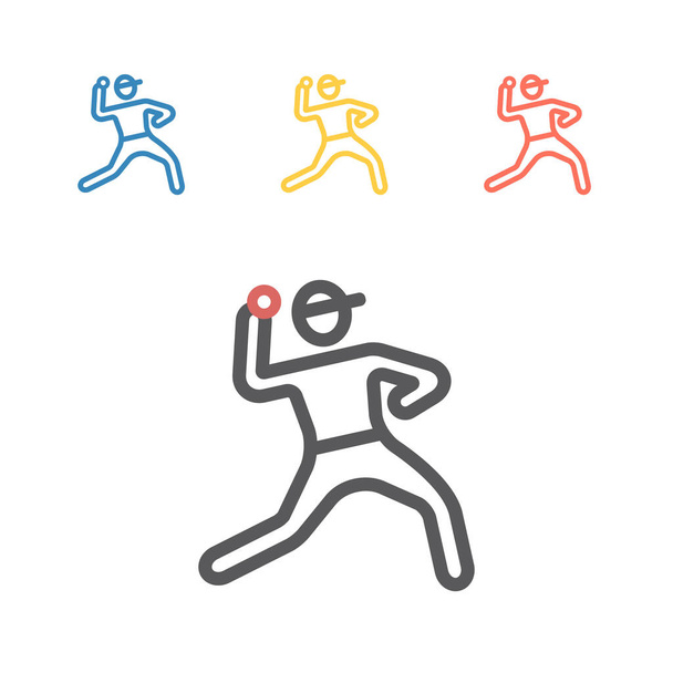 Icono de línea de jugador de béisbol. Señales deportivas vectoriales para gráficos web - Vector, Imagen