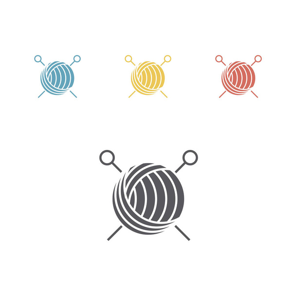 Yarn ball and needles icon. Vector signs for web graphics - Vector, Image