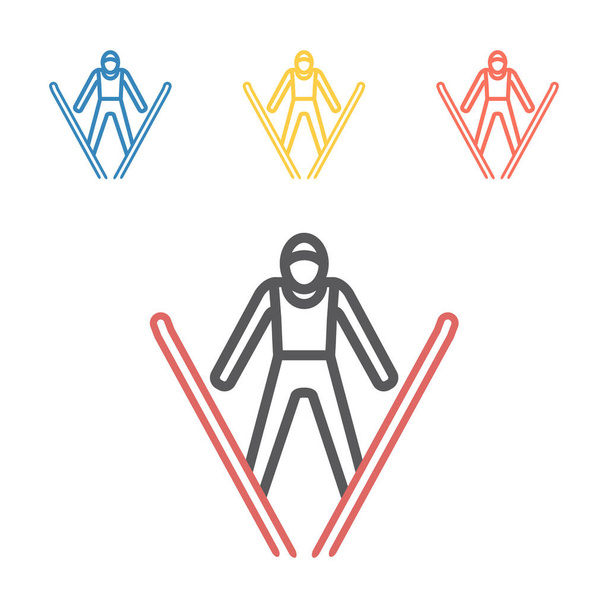 Jumping skier line icon. Vector signs for web graphics. - Vector, Image