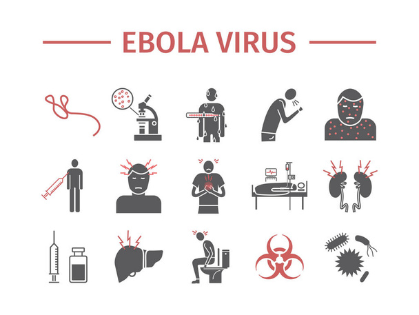 Ebola Virüs Hastalığı Bilgi İşlemleri. Web grafikleri için vektör işaretleri. - Vektör, Görsel