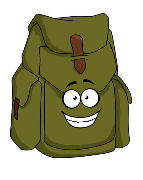 Turista mochila de lona verde
 - Vector, imagen