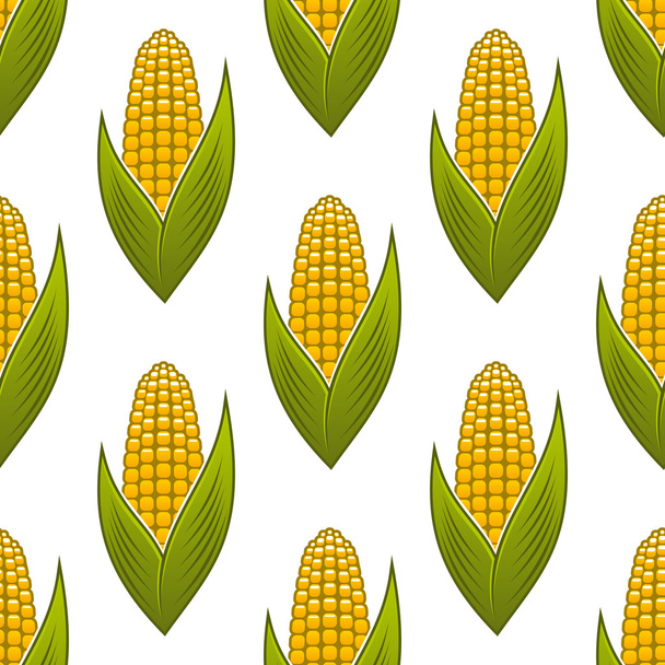 Seamless pattern of ripe golden corn on the cob - Vector, Image