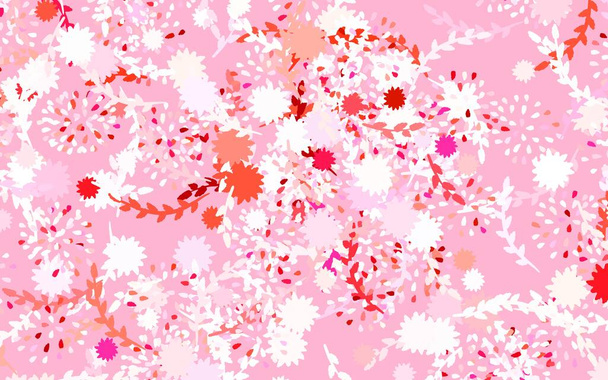 Rosa claro, fondo abstracto vector rojo con flores, rosas. Flores de estilo natural sobre fondo blanco. El mejor diseño para su negocio. - Vector, imagen