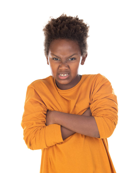 Vtipné dítě s afro vlasy izolované na bílém pozadí - Fotografie, Obrázek