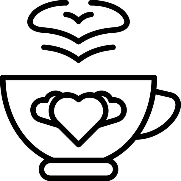 line vector icon with cup tea  - Vector, Image