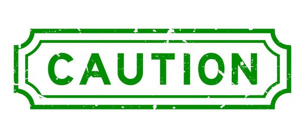 Grunge green caution word rubber seal stamp on white background - Vector, Image