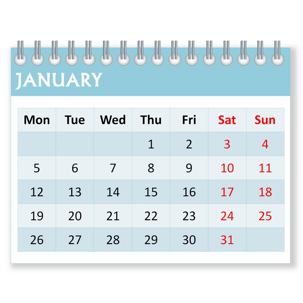 ημερολόγιο φύλλο για Ιανουαρίου - Φωτογραφία, εικόνα