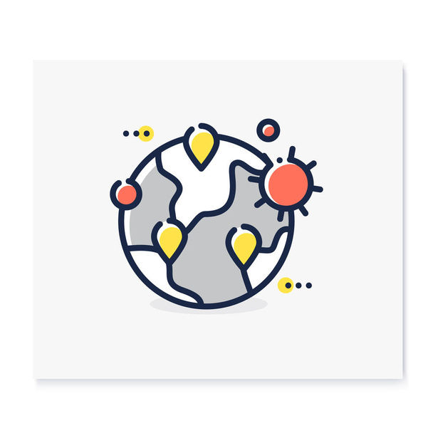 Carte pandémique icône couleur - Vecteur, image